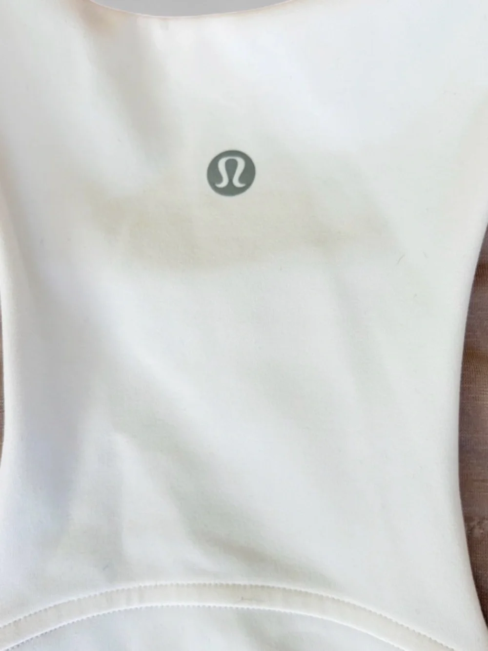 Lululemon White Longline Sports Bra Cropped Tank Size 12 Built In Bra Yoga Gym